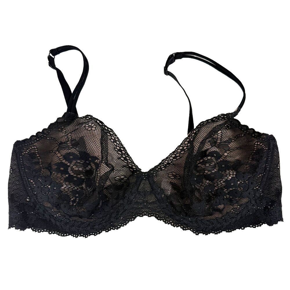 Victoria's Secret Angels Y2K 2008 Black Lace Sheer Demi Bra 38D